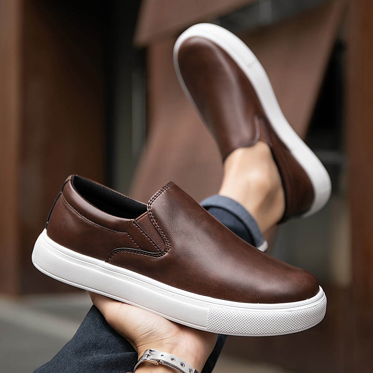 Chaussures slip-on casual en cuir