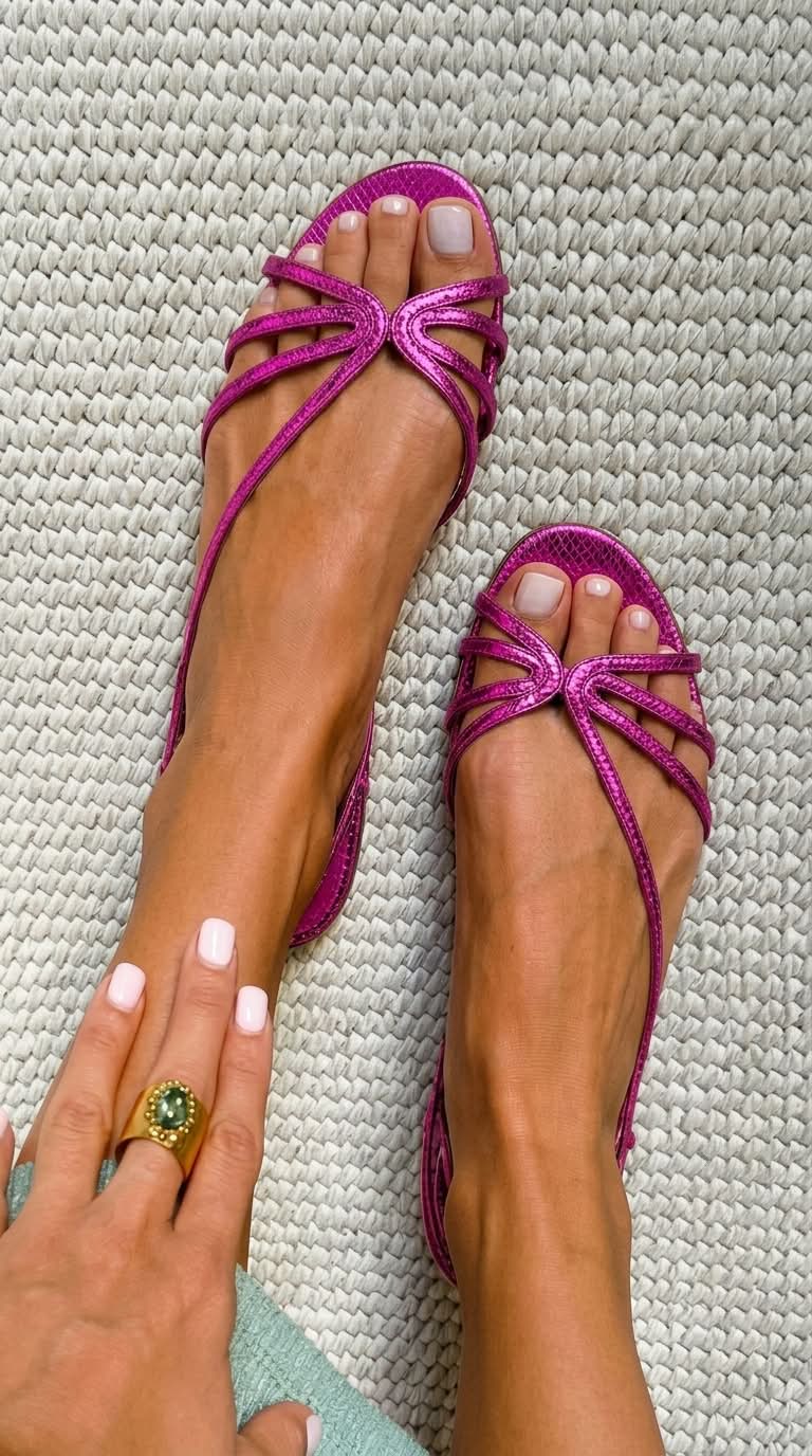 Sandalias Planas Doradas con Tiras Finas