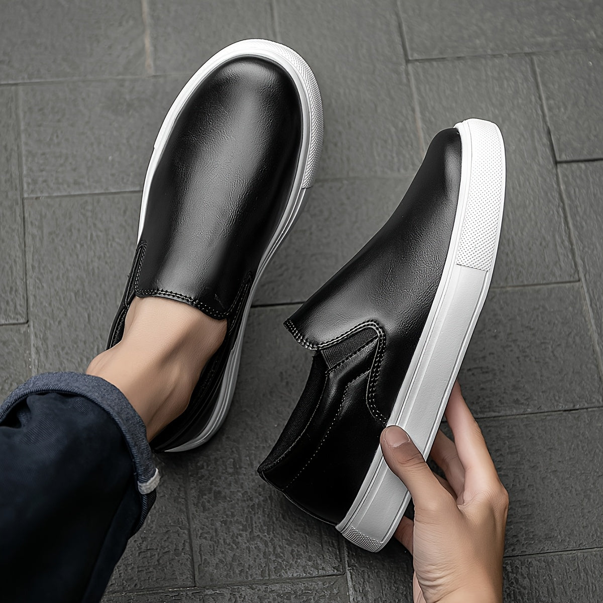 Chaussures slip-on casual en cuir