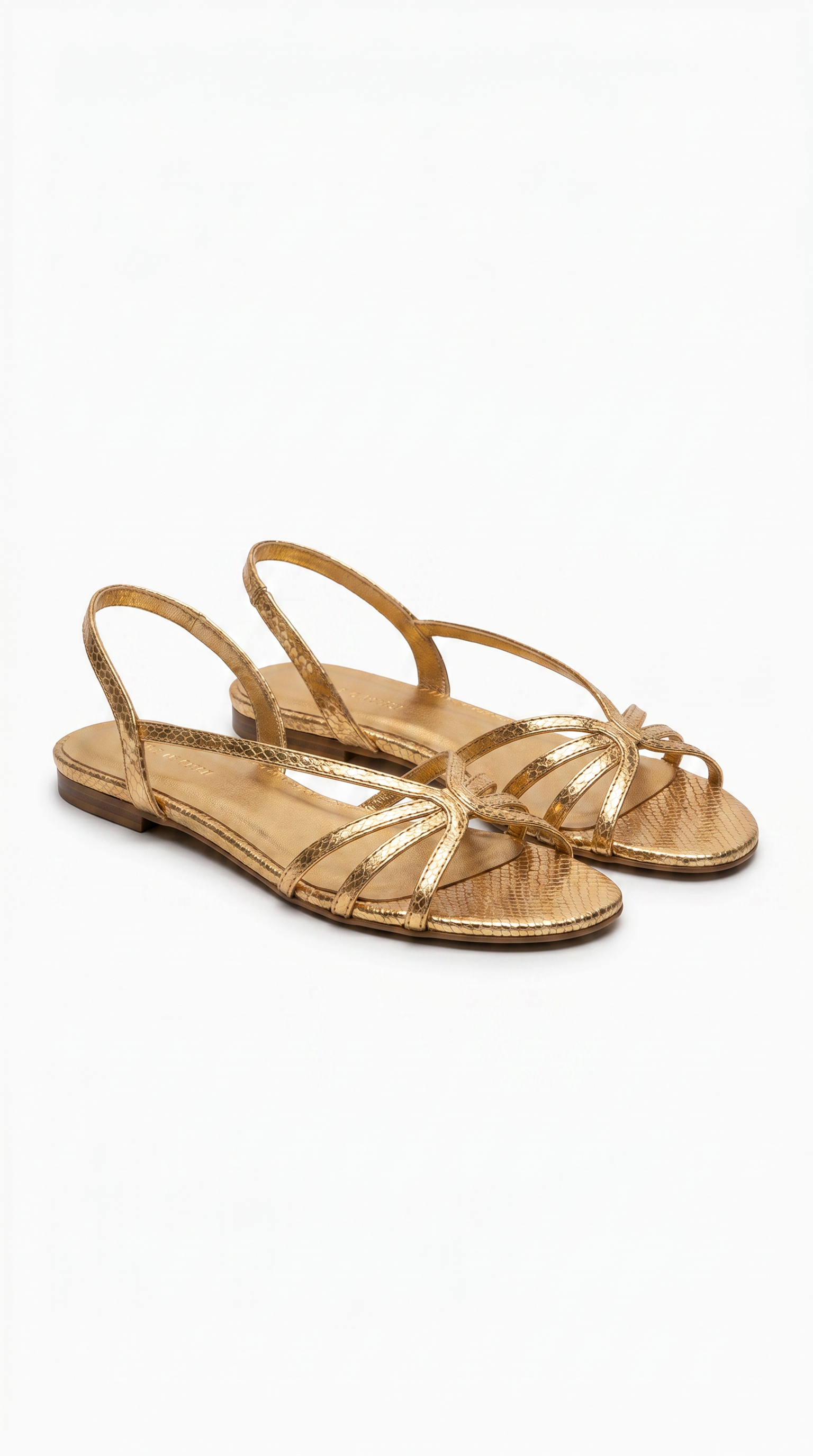 Sandalias Planas Doradas con Tiras Finas
