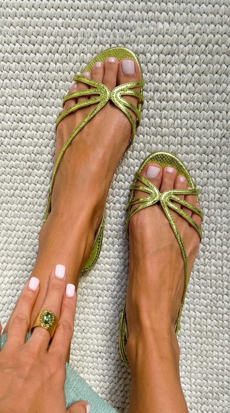 Sandalias Planas Doradas con Tiras Finas